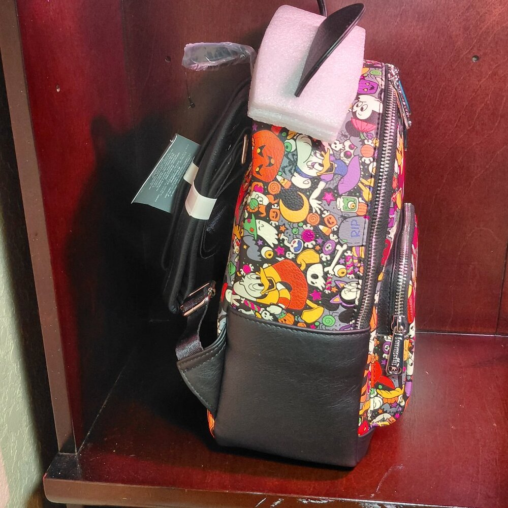 Loungefly Disney Parks Halloween Mickey Ears Mini Backpack Spooky Print NWT - Picture 6 of 15
